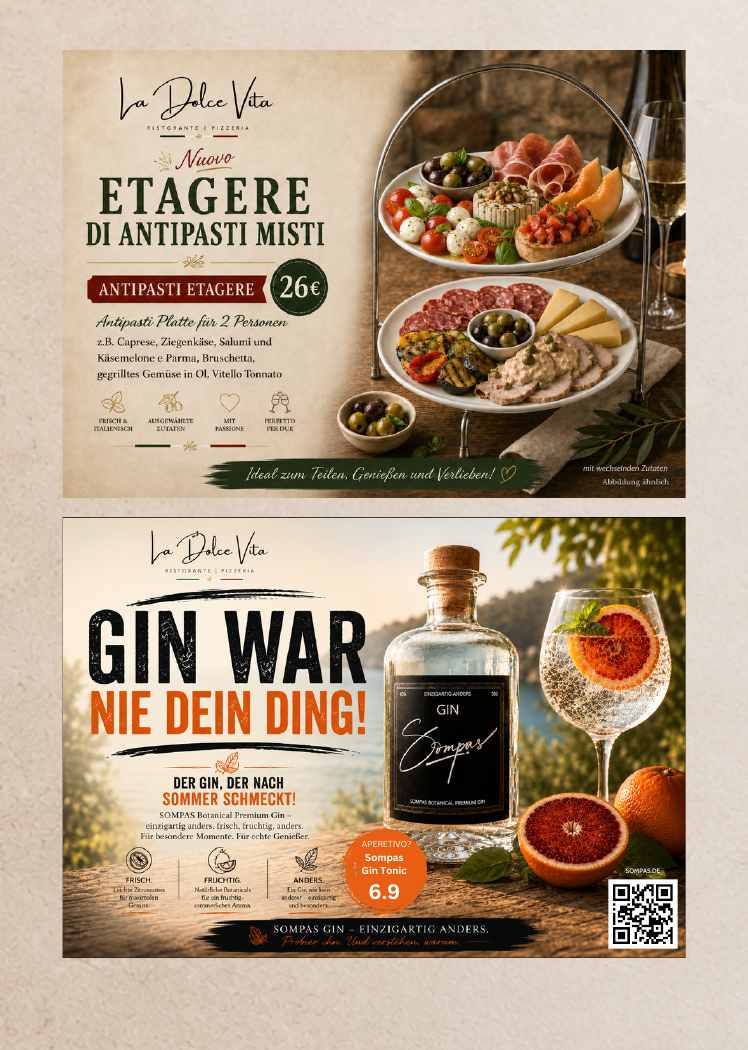La Dolce Vita Speisekarte – Antipasti und Gin, Seite 2
