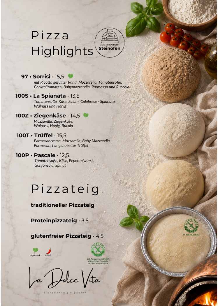 La Dolce Vita Speisekarte – Pizza Highlights, Seite 13