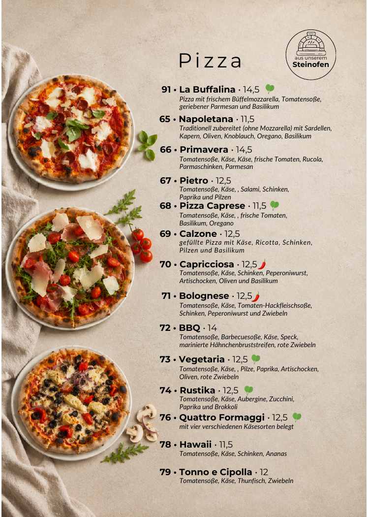 La Dolce Vita Speisekarte – Pizza, Seite 14