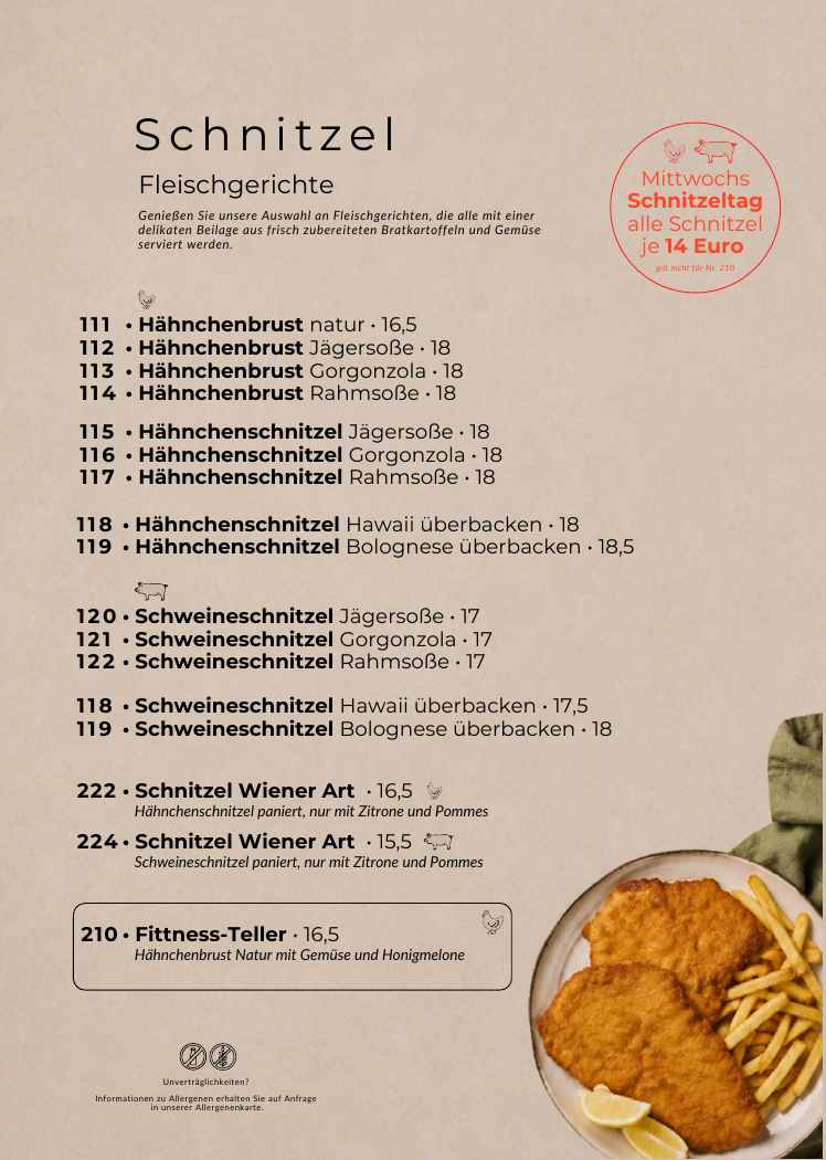 La Dolce Vita Speisekarte – Schnitzel, Seite 17