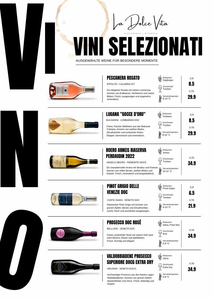 La Dolce Vita Speisekarte – Weißwein, Seite 20